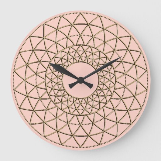 Pink Metallic Circle Pattern Acrylic Wall Clock Große Wanduhr (Vorderseite)