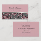 Pink Metallic Damask Business Card Visitenkarte (Vorne/Hinten)