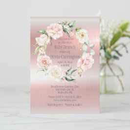Pink Metallic Floral Baby Dusche Brunch Einladung