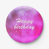 Pink Metallic Foil Star Girly Happy Birthday Pappteller (Vorderseite)