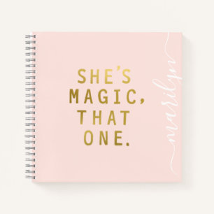 Pink Metallic Gold Girl Power Sie ist Magic Custom Notizblock