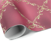 Pink Metallic Gold Glitzer Damask Geschenkpapier (Rolleneckpunkt)