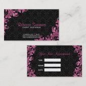 Pink Metallic Lace Black Damaskus - Ernennung Terminkarte (Vorne/Hinten)