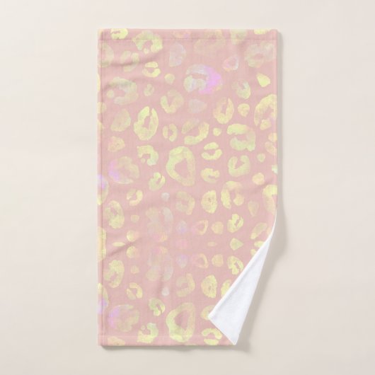 Pink Metallic Leopard Muster Badhandtuch Set (Handtuch)