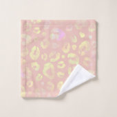 Pink Metallic Leopard Muster Badhandtuch Set (Waschlappen)