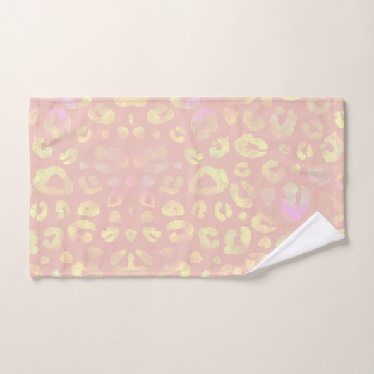 Pink Metallic Leopard Muster Badhandtuch Set (Handtuch)