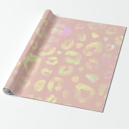 Pink Metallic Leopard Muster Geschenkpapier (Ungerollt)