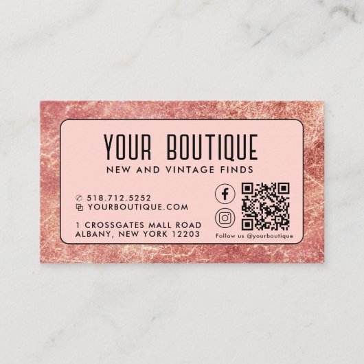 Pink Metallic QR Code Prämie Visitenkarte (Vorderseite)