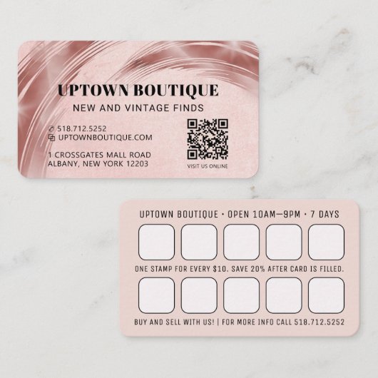 Pink Metallic QR Code Prämie Visitenkarte (Vorne/Hinten)