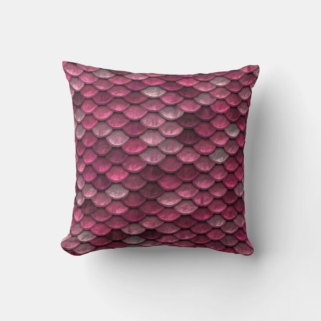 Pink Metallic Scales Textur Kissen (Vorderseite)