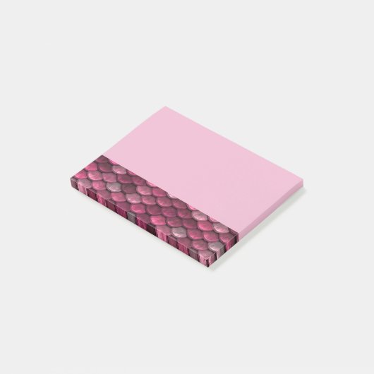 Pink Metallic Scales Textur Post-it Klebezettel (angewinkelt)