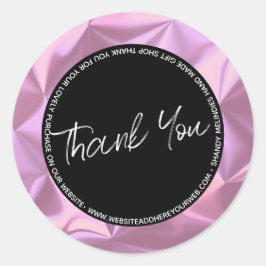 Pink Metallic Script Business Vielen Dank Runder Aufkleber