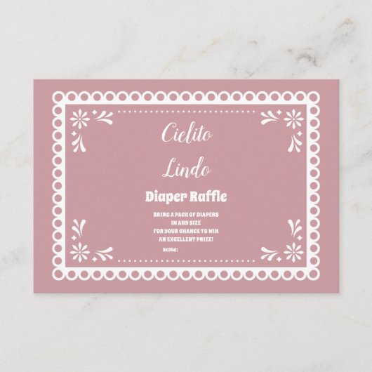 Pink Mexican Cielito Lindo Diapper Raffle Begleitkarte (Vorderseite)