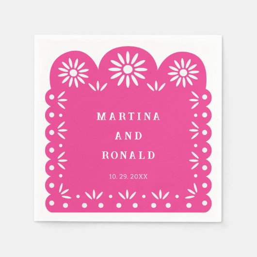 PINK MEXICAN PAPEL PICADO SERVIETTE (Vorderseite)