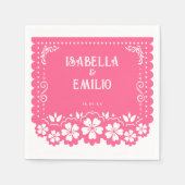 Pink | Mexican Papel Picado Wedding Serviette (Vorderseite)