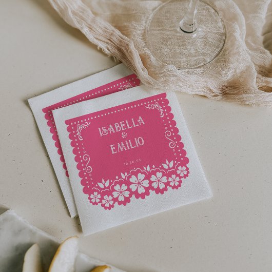 Pink | Mexican Papel Picado Wedding Serviette