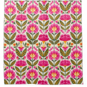 Pink Mexican Talavera Flowers Floral Pattern Retro Duschvorhang (Vorderseite)