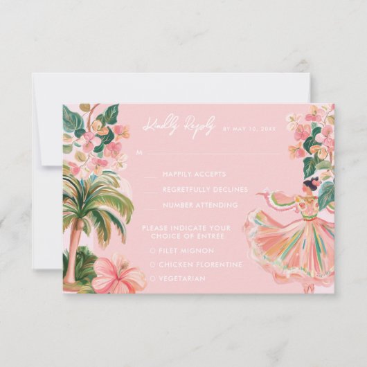 Pink Mexico Destination  RSVP Karte (Vorderseite)