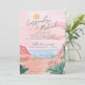 Pink Mexico Destination Wedding Einladung (Stehend Vorderseite)