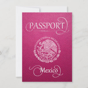 Pink Mexico Passport Save the Date Karte