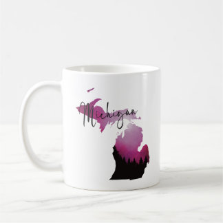 Pink Michigan Staat Karte Pine Forest Camping Trip Kaffeetasse