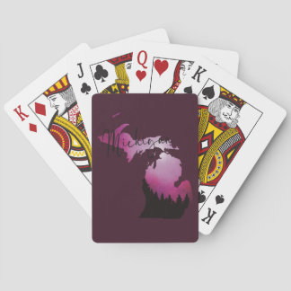 Pink Michigan Staat Karte Pine Forest Camping Trip Spielkarten