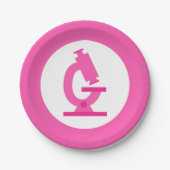 Pink Microscope Science Party Pappteller (Vorderseite)