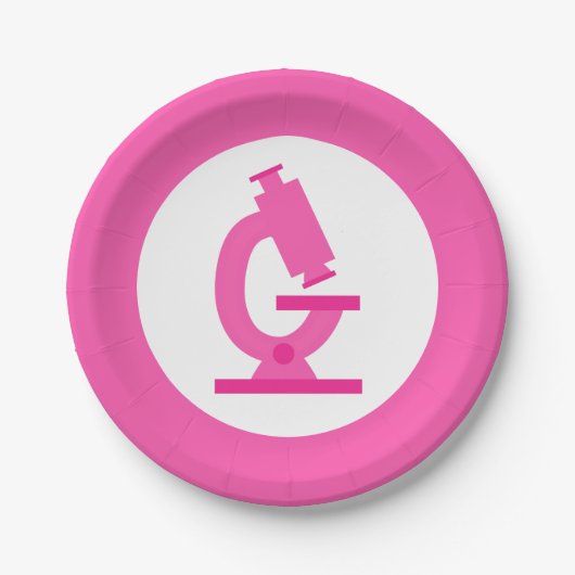 Pink Microscope Science Party Pappteller (Vorderseite)