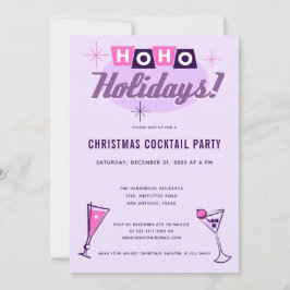 Pink Midcentury Modern Christmas Cocktail Party Einladung