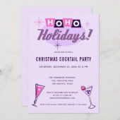 Pink Midcentury Modern Christmas Cocktail Party Einladung (Vorne/Hinten)
