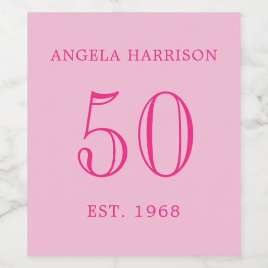 Pink Milestone Geburtstagsparty Weinetikett (Einzelnes Label)