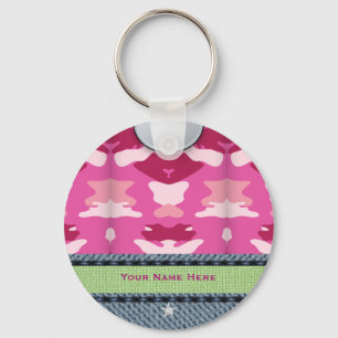 Pink Military Camouflage Pattern 1 Star Schlüsselanhänger