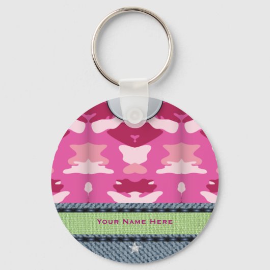 Pink Military Camouflage Pattern 1 Star Schlüsselanhänger (Vorderseite)