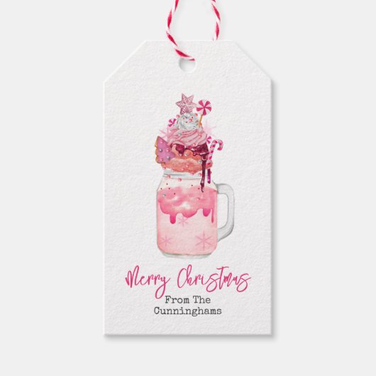 Pink Milkshake Frohe Weihnachten Geschenkanhänger (Vorderseite)