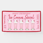 Pink Milkshake Ice Creme Social Birthday Party Banner (Horizontal)
