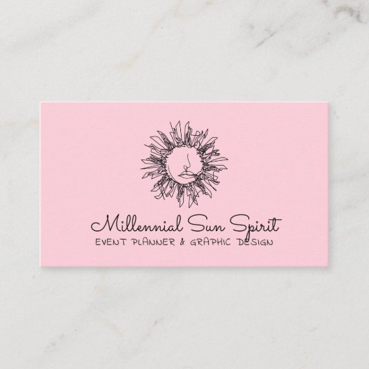 Pink Millennial Abstrakt Spiritual Celestial Sun Visitenkarte (Vorderseite)