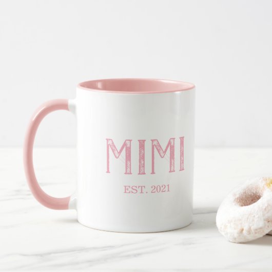 Pink Mimi Jahr etabliert Tasse (Mit Donut)
