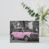 Pink Mini Cooper Car Postkarte (Stehend Vorderseite)