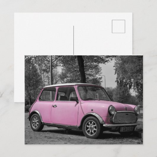 Pink Mini Cooper Car Postkarte (Vorne/Hinten)