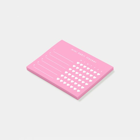 Pink Mini Habit Tracker Sticky Notes Post-it Klebezettel (angewinkelt)