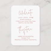 Pink Mini Modern Script Photo Graduation Invite Begleitkarte (Rückseite)