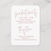 Pink Mini Modern Script Photo Graduation Invite Begleitkarte (Rückseite)