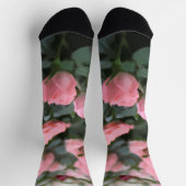 Pink Mini Rose Digitale Blume Malerei Socken (Oben)