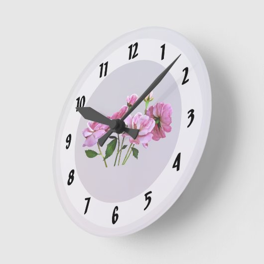 Pink Miniatur-Rose Runde Wanduhr (Winkel)