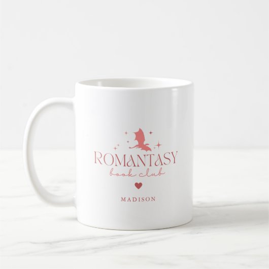 Pink Minimal Custom 'Romantasy' Book Lovers' Kaffeetasse (Links)