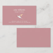 Pink minimal femenine hummingbird illustration visitenkarte (Vorne/Hinten)