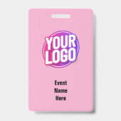 Pink Minimal Volunteer Event ID Abzeichen Ausweis (Rückseite)