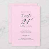 Pink Minimalist 21st Birthday Party Invitation Einladung (Vorne/Hinten)