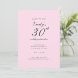Pink Minimalist 30th Birthday Party Invitation Einladung