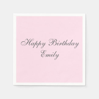 Pink Minimalist Birthday Party Napkins Serviette